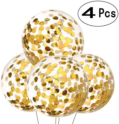 Glitter Gold Round Confetti Balloons 36 inch Clear Latex Helium Confetti Balloons Baby Shower 1st Birthday Wedding Bridal Shower Engagement Graduation Party Decorations
