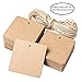 SUMAJU 100 PCS Brown Paper Gift Tags, 2.36X2.36Inch Square Hang Tags with 26 Feet Natural Jute Twine String Christmas Gift Tags Price Tags for Wedding Christmas Day Thanksgiving