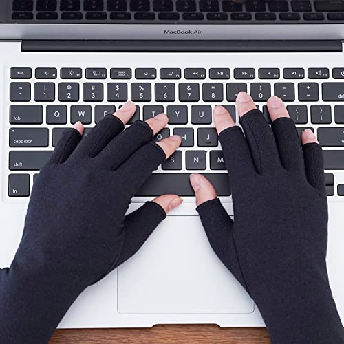 Racvofy Arthritis Gloves, Fingerless Gloves, Relieve Muscle Pain, Comfortable Fit Compression Gloves for Arthritis, Rheumatiod, Tendonitis, Carpal Tunnel Pain, Computer Typing, Dailywork (Black, S)