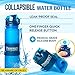 Perfect Hydrate Leak-Proof Collapsible Water Bottle - BPA-Free Silicone Foldable Bottle for Hiking, Tracking, Cycling & Sports + Cleaning Brush (Medium, Blue)