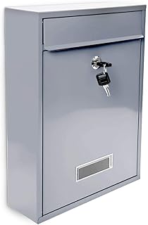 Design Briefkasten Metall Silber 26,5 x 35 x 8,5 cm