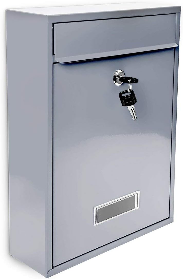 Design Briefkasten Metall Silber 26,5 x 35 x 8,5 cm