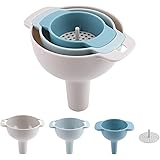 NileHome Funnels for Kitchen Use Removable Kitchen Funnels Set of 3 Food Grade PP Plastic Funnels Wide Mouth Oil Funnels with