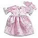 Sophia's Dress-Up Pretend Complete Princess Dress & Matching Crown Costume Set with Beaded & Sparkly Silver Details for 15” Baby Dolls, Hot Pink