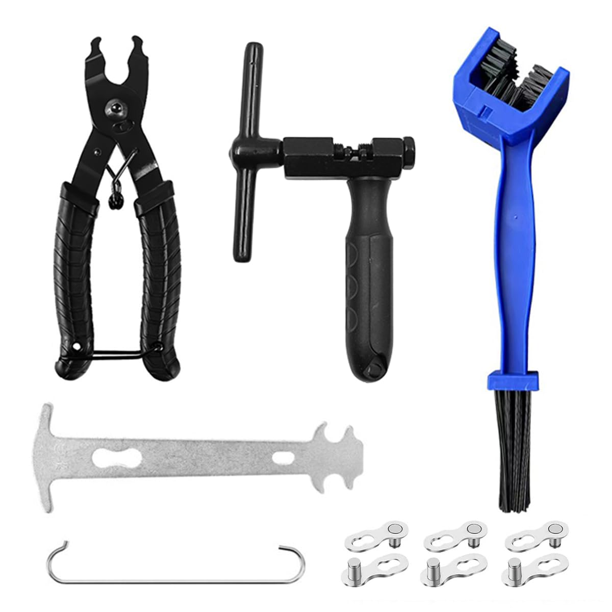 ANCLLO Bike Chain Repair Tool Set Bicycle Link Plier Chain Cutter Chain Inspection Caliper for 6/7/8/9/10 Speed Chains Link Repair