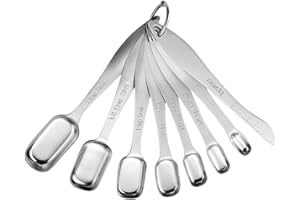 Stainless Steel Measuring Spoons 8 Pcs Set with Long Handle for Kitchen Gadgets Cooking Tools, Includes 1/8 TSP to 1 Tbsp, Si
