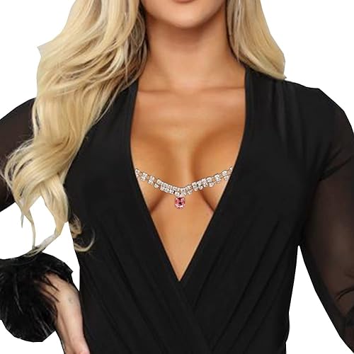 Nipple Ring Chain Rhinestone Bra Body Chain Non Piercing Nipple