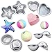 MelonBoat Metal Bath Bomb Molds Fizzies Set of 5, 2 Shell Shape, 4 Hemispheres (2-3/8