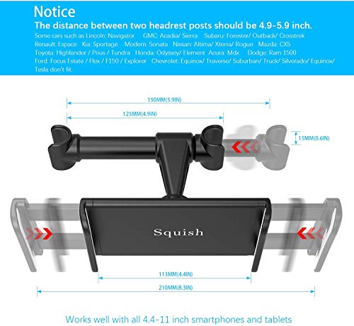 4 Headrest+Universal+Backseat+Smartphones+Compatible