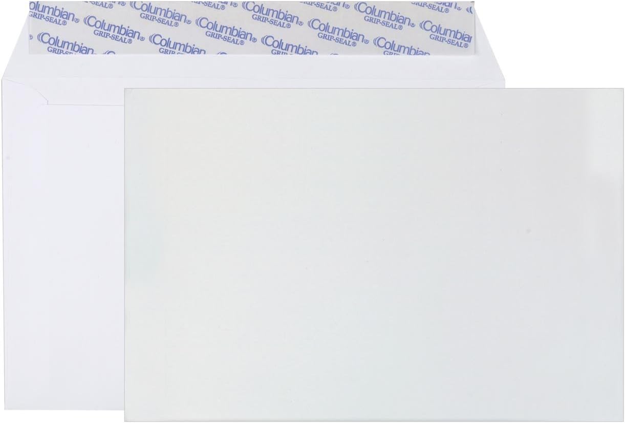 Columbian CO330 6x9-Inch Booklet Grip-Seal White Envelopes, 250 Count : Office Products