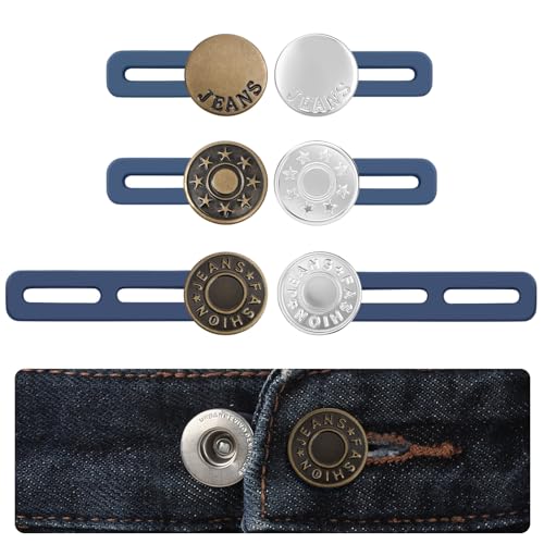KUNTAERY 6PCS Button Extenders for Jeans, Pants Waistband Expanders, Instant Waist Extender Buttons for Women and Men, No Sew Jeans Waist Extension 1.1-1.8 Inches