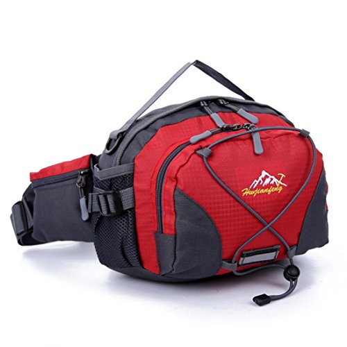 Han Shi- Sports Bag, Waterproof Running Belt Bum Waist Pouch Fanny Pack Camping Sport Hiking Shoulder Bag (Red)