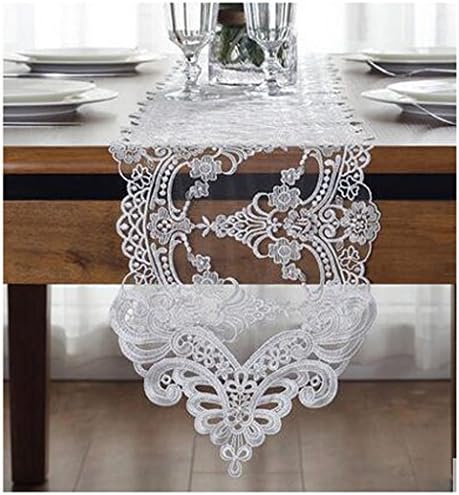 WSHINE Lace Table Runner And Dresser Scarf Embroidered Flower Tablecloth Party Home Decor Supplies (white, 10.2" 59.1")