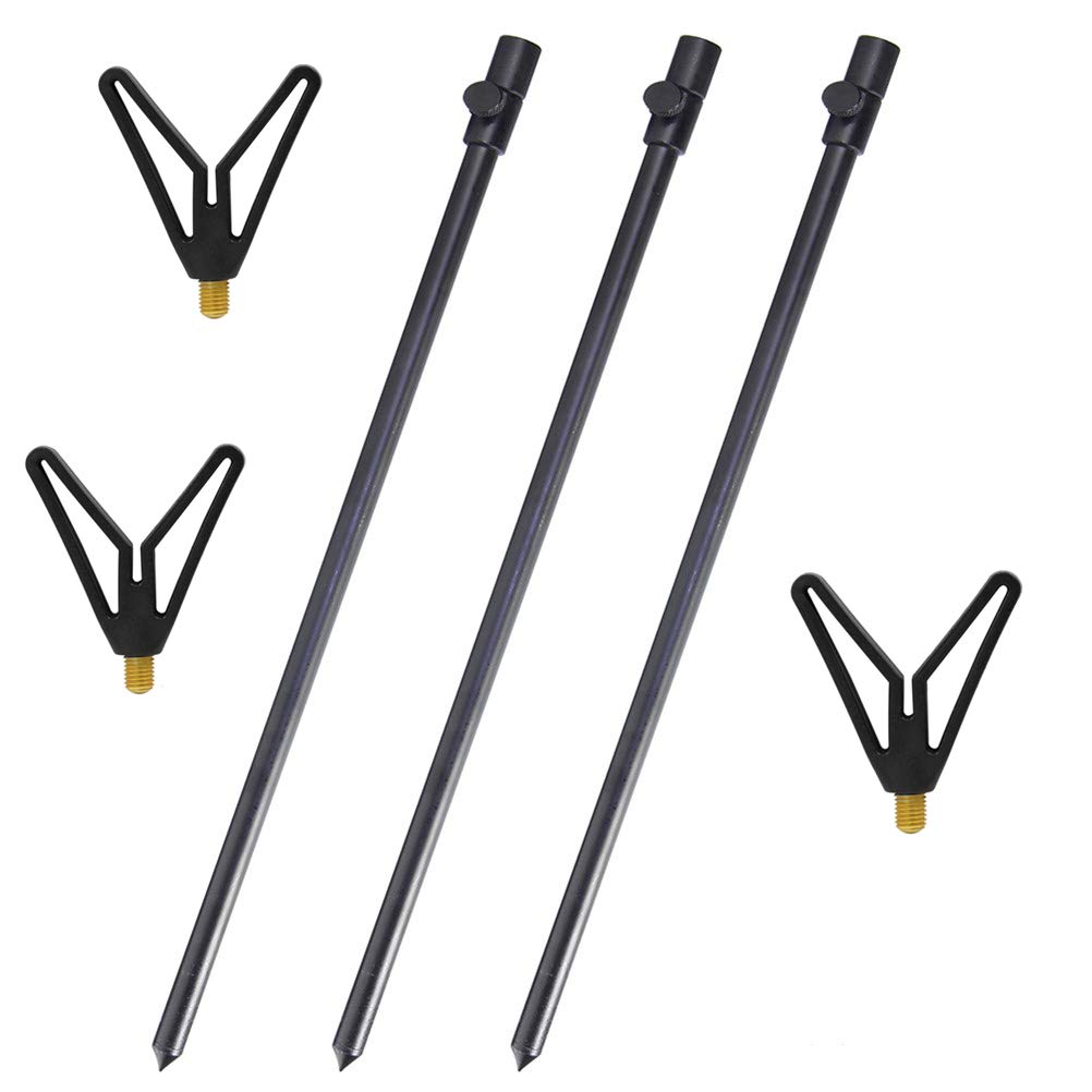 Croch Bankstick 3 Piece Rod Holder Telescopic Ground Spikes Bank Stick Set for Carp Fishing