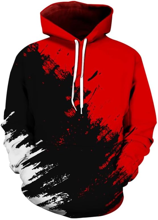 Wolf Fire Hoodies for Men - Men's Fleece Hooded Sweatshirt 3D Wolf