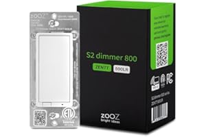 Zooz 800 Series Z-Wave Long Range S2 Dimmer Switch ZEN77 800LR, White | Simple Direct 3-Way and 4-Way Solution (Works with Regular Switches, No Aux Switch Needed) | Z-Wave Hub Required