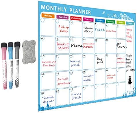 LOBZON Kids Magnetic Dry Erase Planner Board for Refrigerator | A3 Magnetic Whiteboard Family Organize to do List | Christmas, Birthday, Develop Intelligence Toy Gifts (Blue)