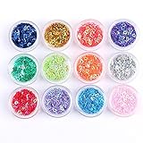 Ecurson 12 Colors DIY Heart Shape Shining Nail Beautification Glitter Slices
