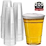 200 Clear Plastic Cups | 16 oz Plastic Cups | Clear Disposable Cups | PET Cups | Plastic Water Cups | Plastic Beer Cups | Clear Plastic Party Cups |Crystal Clear Cups