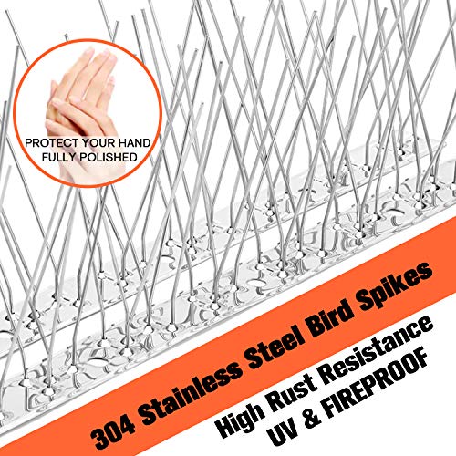 WELLUCK Bird Spikes for Small Birds Pigeons, 15 Feet /14 Strips Anti Bird Fence Spike, Nest