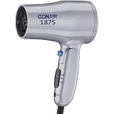 Conair 1875 Watt Compact Dual Voltage Travel Hair Dryer with Folding Handle, Grey