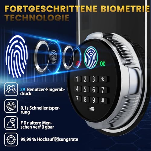 75L Large Safe Biometric Safe for Home, Digital Safe, Anti-Theft Furniture Safe for Passport, Money, Document, Medicine