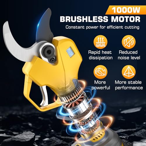 2-in-1 Cordless Electric Pruning Shears with 8FT Pole, Max Cutting Diameter 2 Inch, 21V 2 * 2Ah Battery Pruning Shears with LCD Display, 1000W Brushless Pole Pruner Garden for Tree, Branch Trimming
