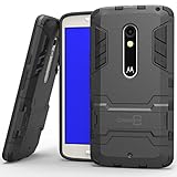Motorola Droid Maxx 2 Case Moto X Play Case, CoverON [Shadow Armor Series] Hard Slim Hybrid Kickstand Phone Cover Case for Motorola Droid Maxx 2 / Moto X Play - Gray & Black
