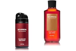 Bath & Body Works - Bourbon - Deodorizing Body Spray and 2 in 1 Hair and Body Wash - Gift Set