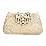 Fawziya Bling Glitter Purse For Girls Crown Box Clutch Evening Bags-Gold