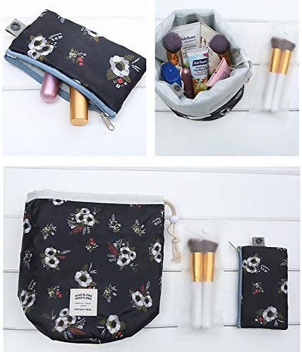 Hedume Set of 4 Travel Makeup Bags with 4 Small Zipper Jewellery Pocket and 4 Mini Transparent PVC Toiletry Pouch, Barrel Foldable Waterproof Cosmetic Organizer, Multifunctional Toiletry Bucket Bags 6 Hedume Set of 4 Travel Makeup Bags with 4 Small Zipper Jewellery Pocket and 4 Mini Transparent PVC Toiletry Pouch, Barrel Foldable Waterproof Cosmetic Organizer, Multifunctional Toiletry Bucket Bags