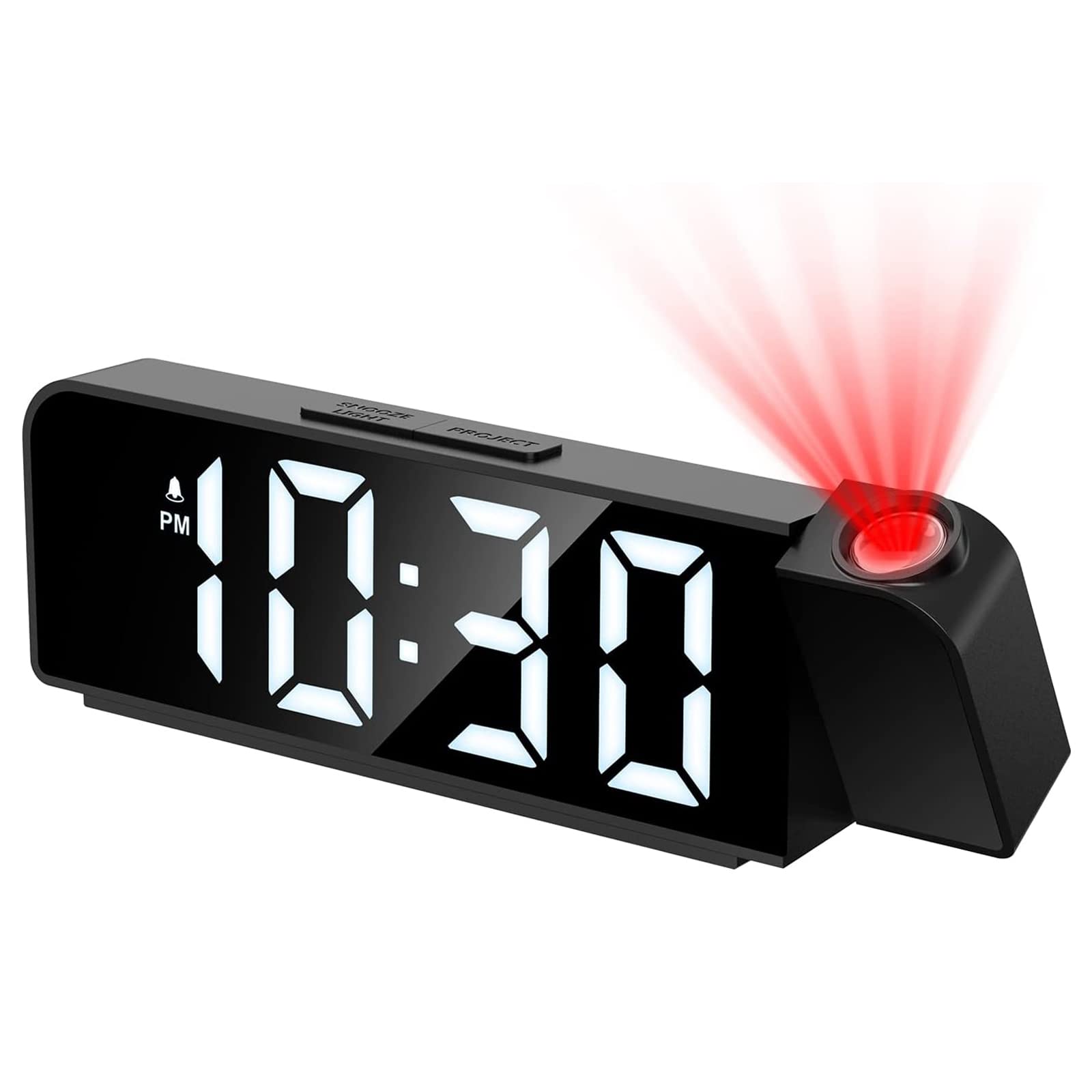 Ankilo 180° Projection Alarm Clock, Newest Alarm Clock Bedside with USB Charging,12/24H,Snooze,Loud Alarm Projector Clock for Bedroom