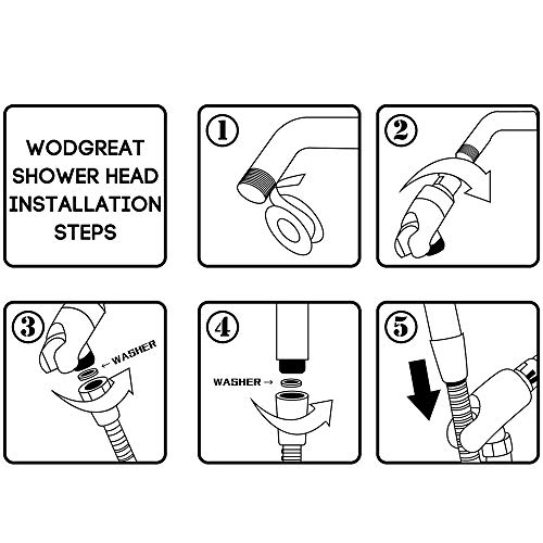 Wodgreat Handheld Shower Head with Hose, 5 Settings High Pressure Hand Shower Sprayer, Adjustable Swivel Ball Holder, 60" Stainless Steel Hose, Easy to Install, No Leaking, Chrome