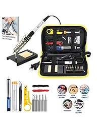 Kit de herramientas 9 piezas soldador Magneto de 60 W   110 V Con 5 puntas en diversos tamaños, alambre para soldar y soporte