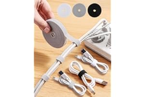 3-Pack Portable Cable Organizers, 1.2cm x 5m Hook and Loop Fastening Straps, Reusable Cord Management Ties, Black, White, and