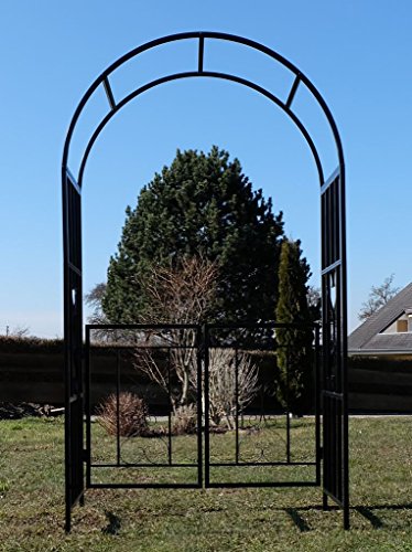 ALEOS. Eleganter XXL Rosenbogen Rankhilfe Pergola mit Tür Gartentür Gartentor aus Metall schwarz Modell 5044-G – Bild 5