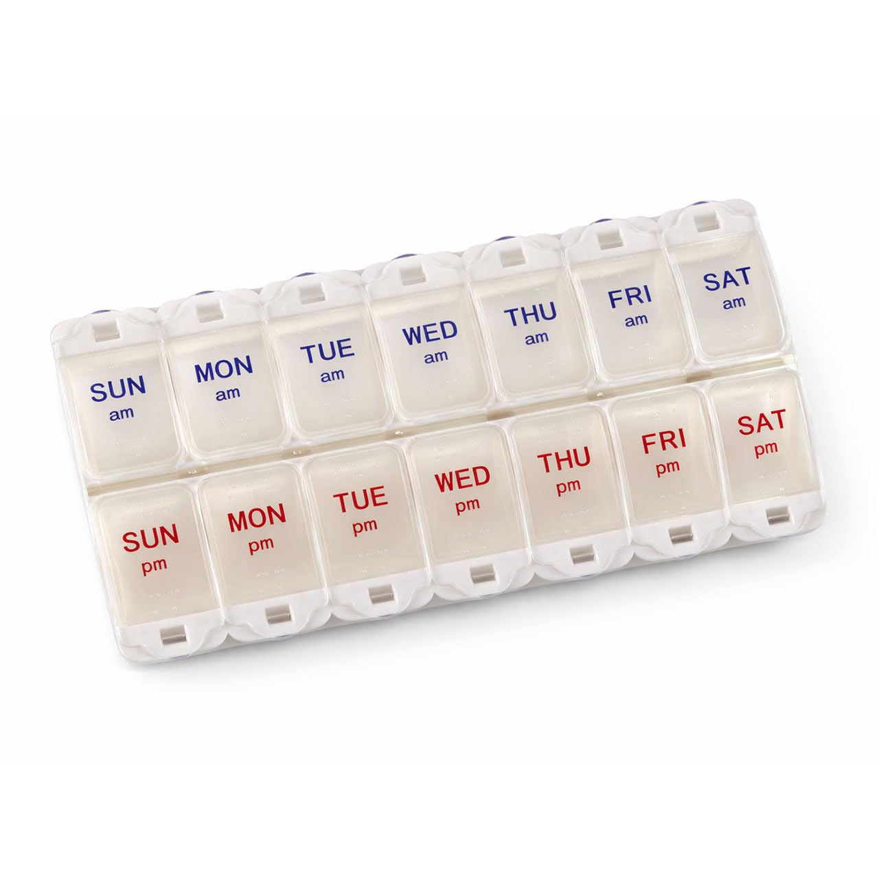 Safe and Sound 7 Day 14 Compartment AM and PM Push-button Pop-open Pill Box, Includes Two Patient Record Cards