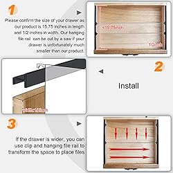 2 Pieces Hanging File Rail 1/2 Drawer Sides PVC