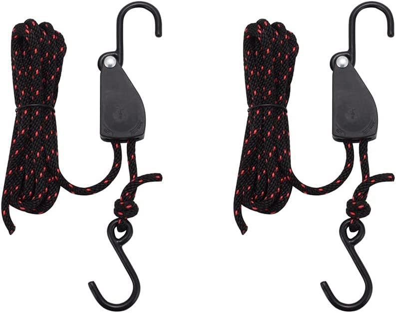 Blueshyhall 4 Pcs Kayak Tie Down Straps, Canoe Bow and Stern Heavy Duty Cargo Ratchet Pulley Rope Hanger for Car Roof Rack, Boat Trailer Tow Strap