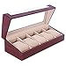 SONGMICS Watch Box 5 Slots Watch Organizer Display Case for Men and Women Mahogany Faux Leather UJWB05R