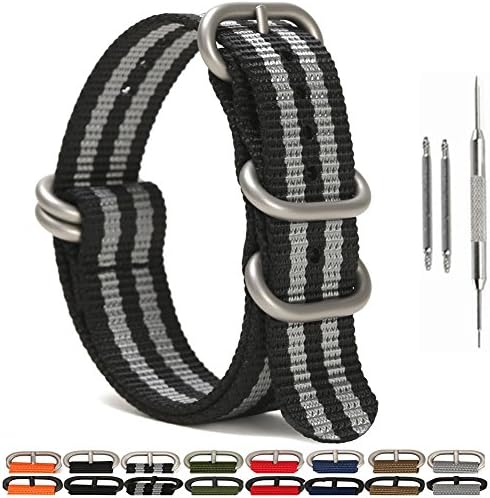 SIMCOLOR 1.5mm Zulu Nylon Watch Bands,Military Nylon Replacement Watch Straps 18mm 20mm 22mm or 24mm