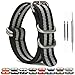 SIMCOLOR 1.5mm Zulu Watch Bands,Military Nylon Replacement Watch Strap with Black Heavy Duty Buckle 18mm 20mm 22mm or 24mm(22mm,Black & Grey)