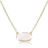 ZLOKBMIN Women's Gold Necklace With Natural Druzy Pendant And Adjustable 14K Gold-Plated Chain Elegant Jewelry for Women