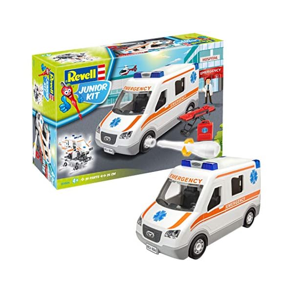 Revell 00806 Junior Kit Krankenwagen Auto Modellbausatz für Kinder zum Schrauben, robust zum Basteln und Spielen, ab 4…