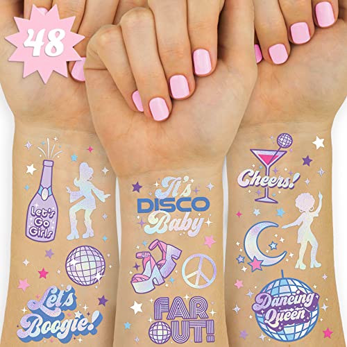 Xo, Fetti Disco Birthday Party Temporary Tattoos 48 Iridescent Foil