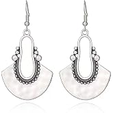 Silver Dangle Earrings For Women Trendy,Boho Cute Drop Western Earings,Vintage Gothic Ethnic Statement Beach Vacation Long Earrings with Leaf Teardrop Turquoise Crystal Tassels,Fashion Jewelry Birthday Gift.