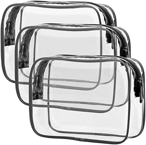 Clear Toiletry Bag, Packism 3 Pack TSA Approved Toiletry Bag Quart Size Bag, Travel Makeup Cosmetic Bag for Women Men, Carry on Airport Airline Compliant Bag 1 Clear Toiletry Bag, Packism 3 Pack TSA Approved Toiletry Bag Quart Size Bag, Travel Makeup Cosmetic Bag for Women Men, Carry on Airport Airline Compliant Bag