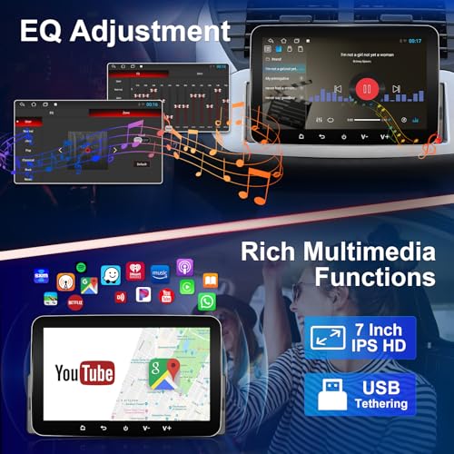 Android Car Radio 1DIN with Navigation 7 Inch Screen Wireless CarPlay & Android Car Play Radio Touch Display with Bluetooth FM WiFi GPS SWC USB 2G + 32G 1 DIN