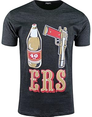 Mens T Shirt 40oz 9MM Gold Gun Mens T Shirt San Francisco Pistol Golden Empire