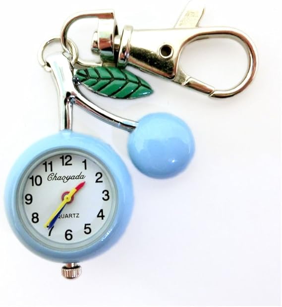 Amazon Co Jp かわいいキーホルダーウォッチ さくらんぼ ブルー 腕時計